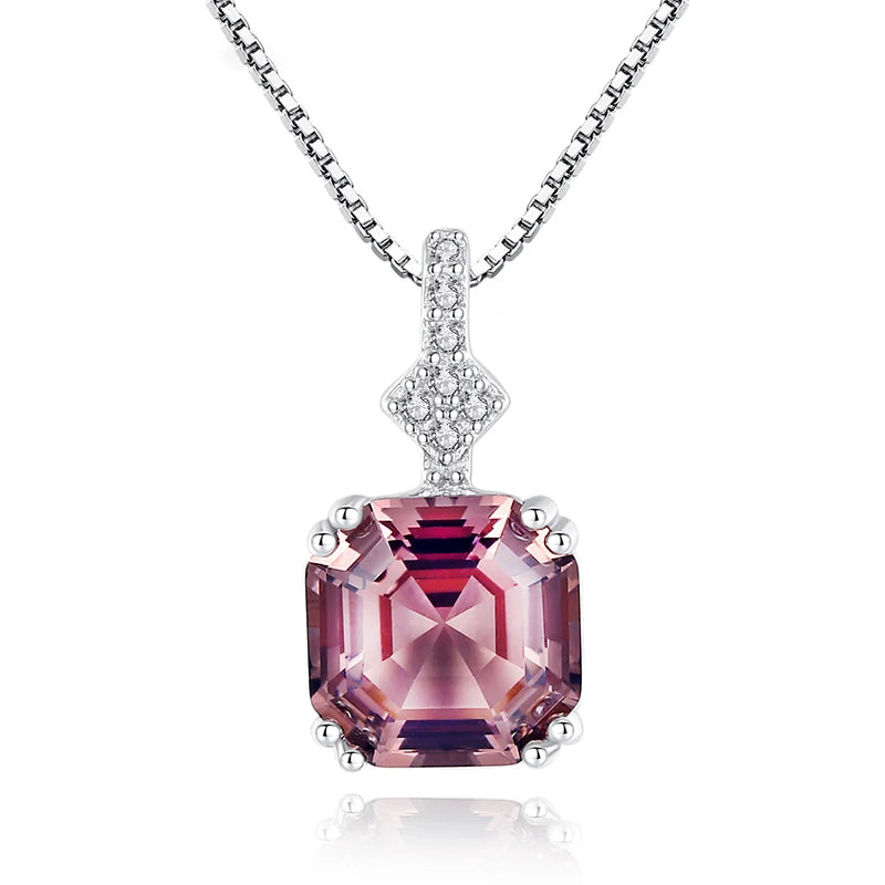 925 Silver Necklace with Morganite Pendant for Women