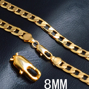 18K 20 Inch 8MM Chain Necklace for Men Wedding Party