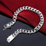 925 Sterling Silver Men's Chain Bracelet 10MM Wedding Party Jewelry
