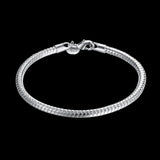 925 Silver Bracelets 4MM Snake Bone Chain Wedding Party Jewelry
