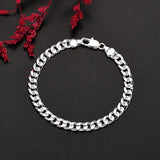 925 Sterling Silver 7MM Chain Bracelets for Men Women