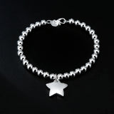 925 Silver Bead Chain Star Bracelet Wedding Party Jewelry
