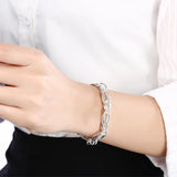 925 Silver Bracelet Creative Geometry Chain Wedding Party Jewelry