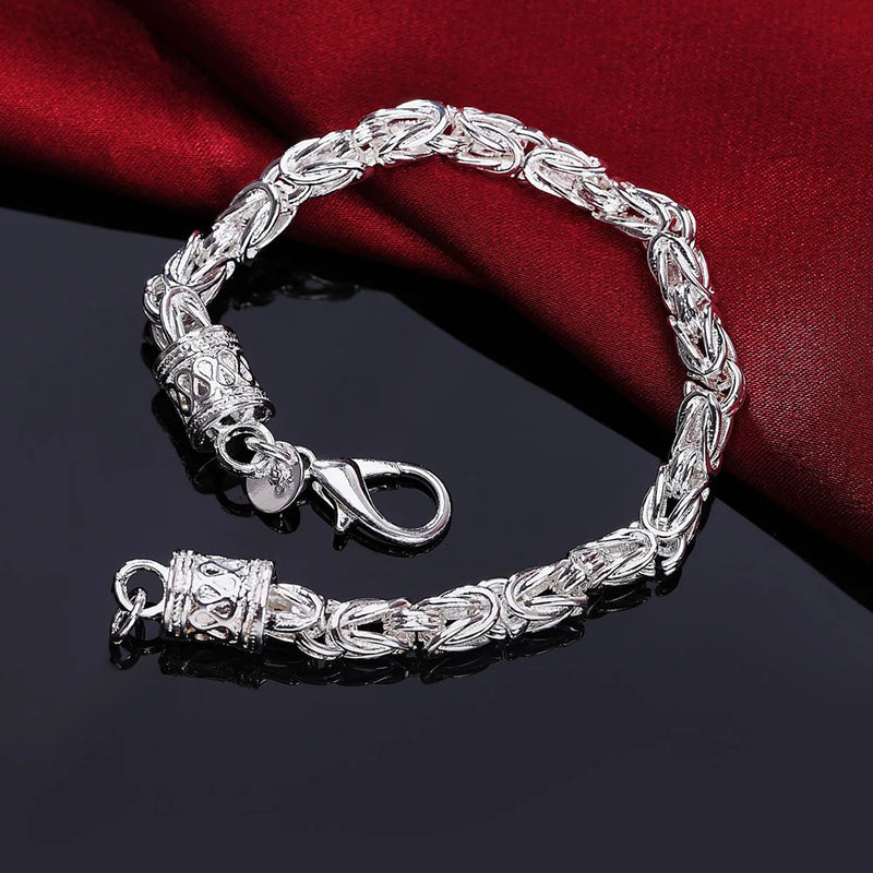 925 Sterling Silver Bracelet Retro Faucet Men's Chain Wedding Party Gift