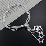 925 Silver Bracelet Snake Chain Stars Wedding Party Christmas Gift