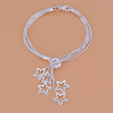 925 Silver Bracelet Snake Chain Stars Wedding Party Christmas Gift