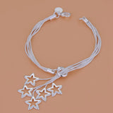 925 Silver Bracelet Snake Chain Stars Wedding Party Christmas Gift
