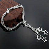 925 Silver Bracelet Snake Chain Stars Wedding Party Christmas Gift