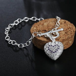 925 Silver Heart Charm Bracelet for Her
