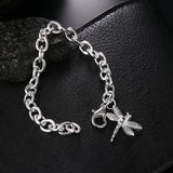 925 Silver Bracelet with Zircon Dragonfly Chain for Women