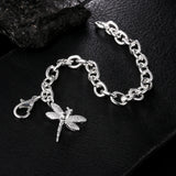 925 Silver Bracelet with Zircon Dragonfly Chain for Women