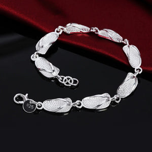925 Silver Slippers Bracelets Charm Wedding Party Christmas Jewelry