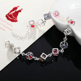 925 Silver Crystal Lattice Chain Bracelet for Women