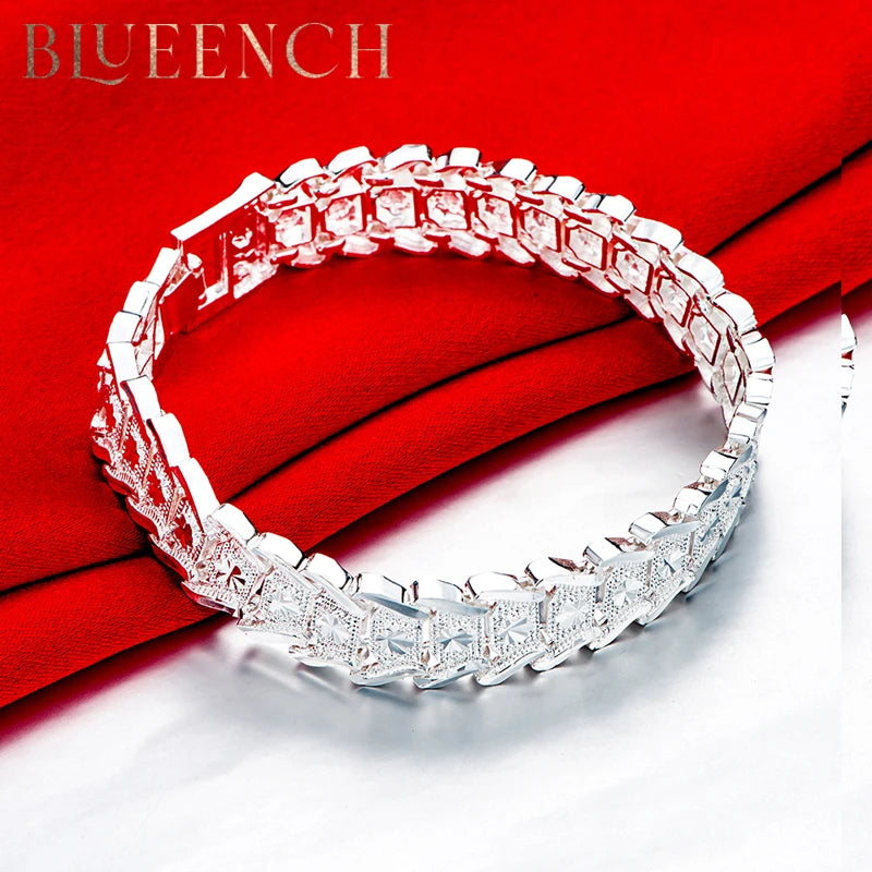 925 Silver Men's Chain Bracelet Wedding Christmas Jewelry