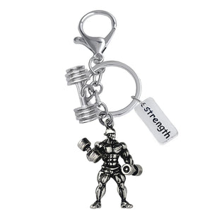 Fitness Metal Key Chain Strong Muscle Charm Powerful