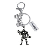 Fitness Metal Key Chain Strong Muscle Charm Powerful
