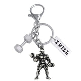 Fitness Metal Key Chain Strong Muscle Charm Powerful