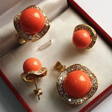 Silver Plated Shell Pearl Pendant Earring Ring Set