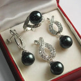 Silver Plated Shell Pearl Pendant Earring Ring Set