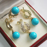 Silver Plated Shell Pearl Pendant Earring Ring Set