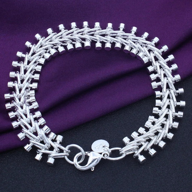925 Silver Fish Bone Bracelet for Wedding Party