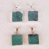 Green Dongling Stone Pendant Necklace for Women, Square Sweater Chain Accessory