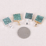Green Dongling Stone Pendant Necklace for Women, Square Sweater Chain Accessory