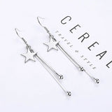 925 Silver Star Tassel Bead Earrings Women Party Wedding Jewelry
