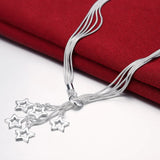 925 Sterling Silver 5 Star Necklace Bracelet Set Wedding Party Jewelry