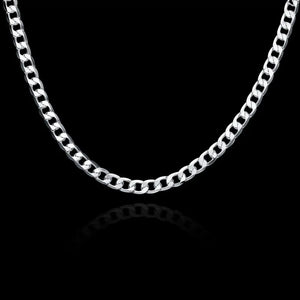 925 Silver Classic 6MM Chain Necklace for Women Men Wedding Party