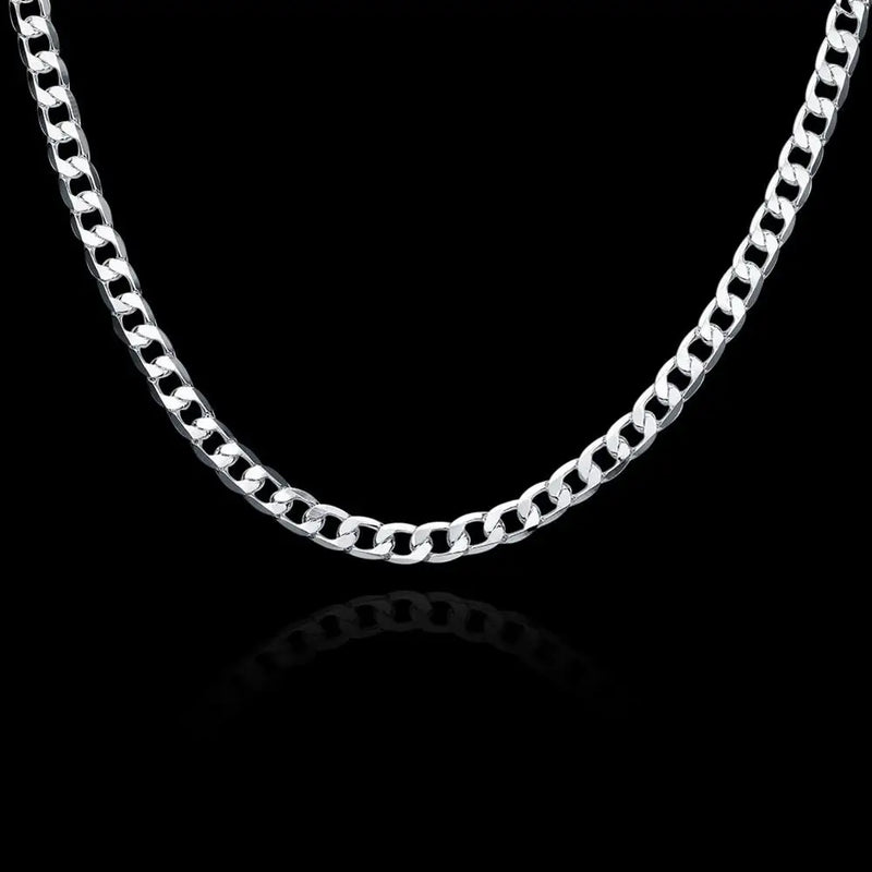 925 Silver Classic 6MM Chain Necklace for Women Men Wedding Party
