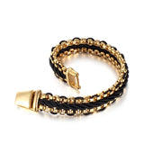 Men's Leather Braided Bracelet Titanium Steel