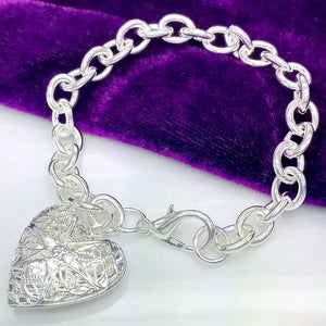 Romantic Heart Photo Frame 925 Silver Bracelet for Women