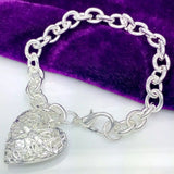 Romantic Heart Photo Frame 925 Silver Bracelet for Women