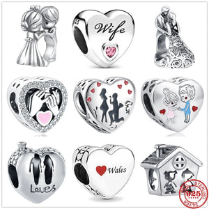 925 Silver Love Wife Husband Charm for DIY Jewelry