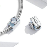 925 Sterling Silver Rainbow Skates Camera Charm Pendant Bracelet DIY Jewelry