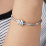 925 Sterling Silver Rainbow Skates Camera Charm Pendant Bracelet DIY Jewelry