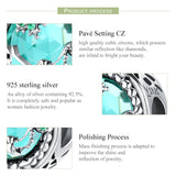 925 Silver Green Glass Beads Starry Sky Charm for Bangle Jewelry