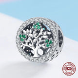 925 Sterling Silver Zircon Tree of Life Beads for Charm Bracelet Pendant