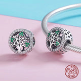 925 Sterling Silver Zircon Tree of Life Beads for Charm Bracelet Pendant