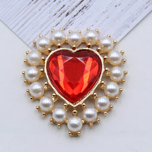 10pcs Peach Heart Pearl Acrylic Box Buckle Clothing DIY Jewel