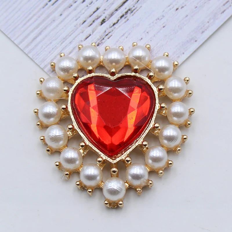 10pcs Peach Heart Pearl Acrylic Box Buckle Clothing DIY Jewel