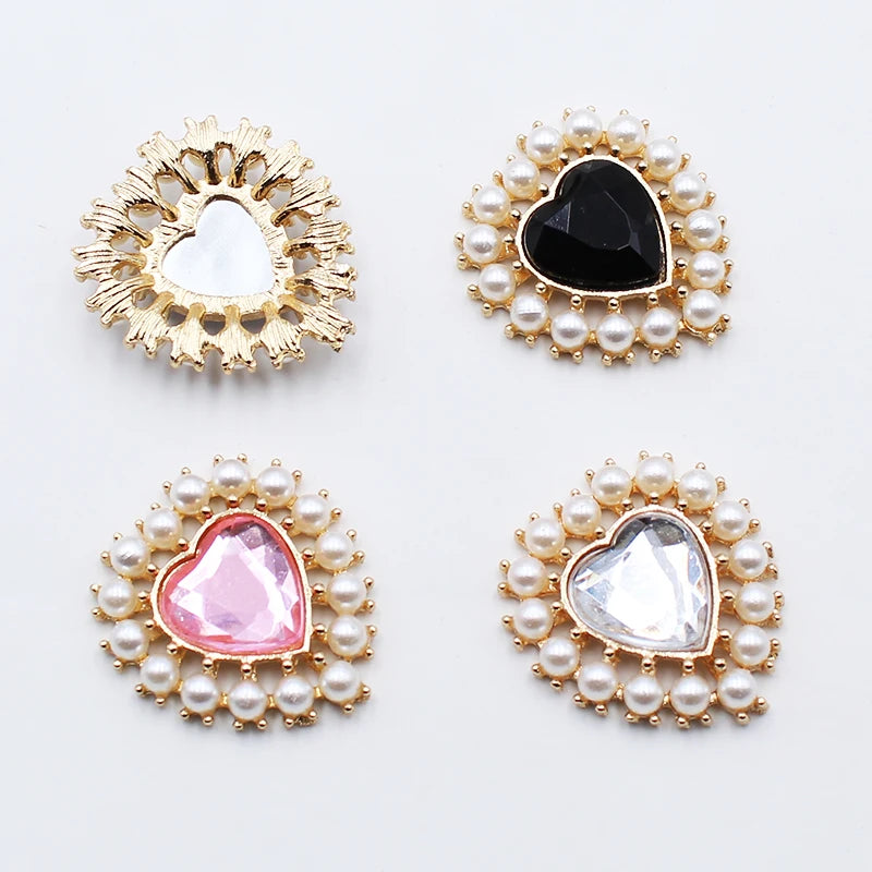 10pcs Peach Heart Pearl Acrylic Box Buckle Clothing DIY Jewel