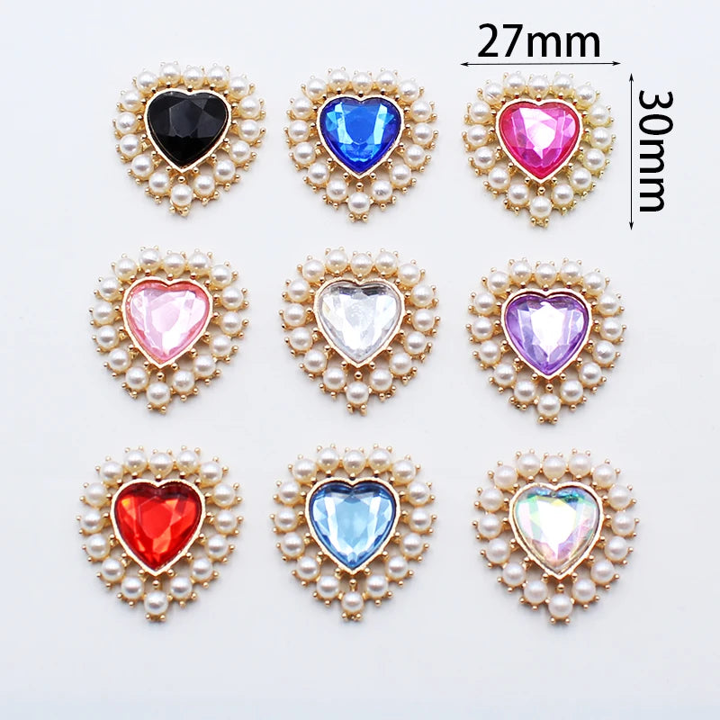 10pcs Peach Heart Pearl Acrylic Box Buckle Clothing DIY Jewel