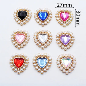 10pcs Peach Heart Pearl Acrylic Box Buckle Clothing DIY Jewel