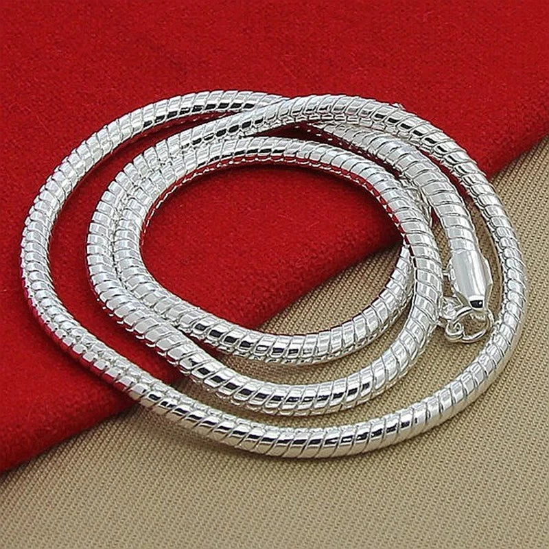 925 Sterling Silver 3mm Snake Chain Necklace Bracelet Wedding Engagement Jewelry