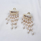 Freshwater Rice Pearl Shell Ear Clip Jewelry for Women