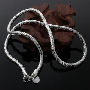 925 Silver 4MM Snake Necklace Solid Chain 20-24 Inches