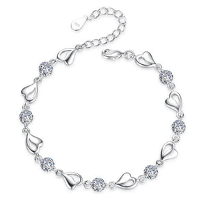 925 Silver Bracelet Heart Shaped Cubic Zirconia