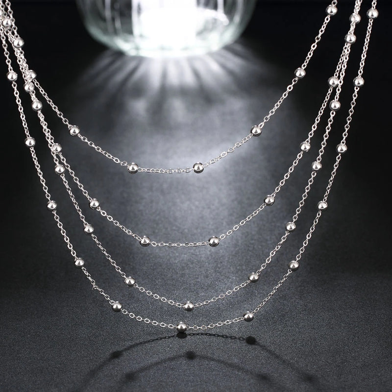 925 Silver Bead Chain Necklace 18-in Smooth Wedding Birthday